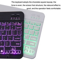 78 Keys 10 Inch RGB Colorful Backlit Bluetooth Keyboard For Mobile Phone / Tablet, Black, White