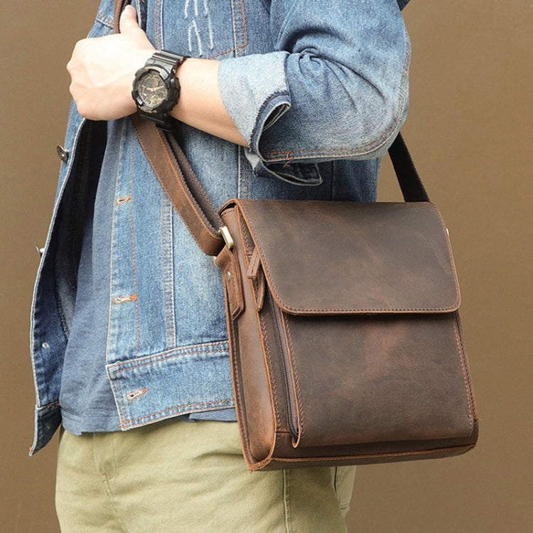 Vintage Crazy Horse Leather Men Shoulder Bag Messenger Bag