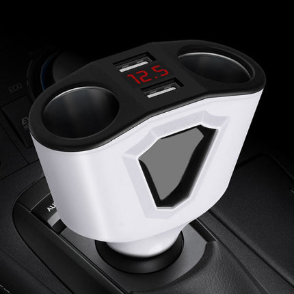 3.1A Dual USB Digital Display Multi-Function Driving Recorder Universal Automotive Charger, White, Black
