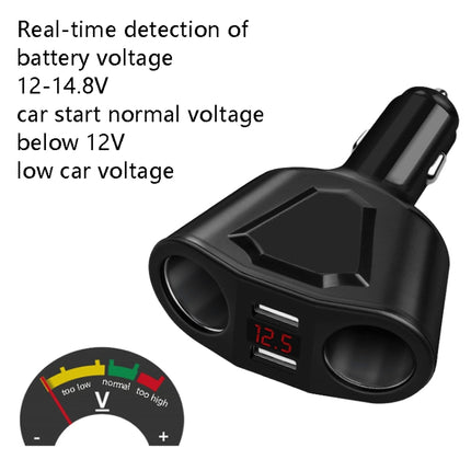 3.1A Dual USB Digital Display Multi-Function Driving Recorder Universal Automotive Charger, White, Black