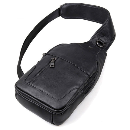Casual Men Chest Bag First Layer Cowhide Messenger Bag