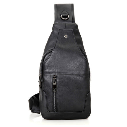 Casual Men Chest Bag First Layer Cowhide Messenger Bag