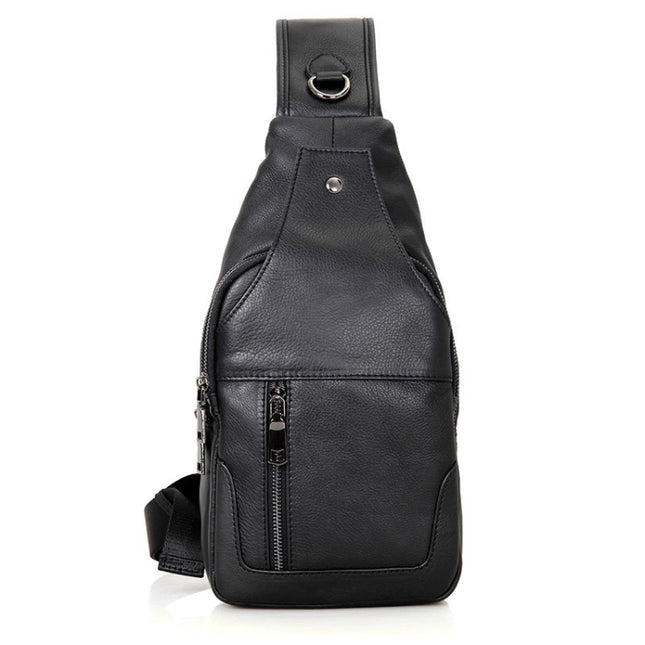 Casual Men Chest Bag First Layer Cowhide Messenger Bag