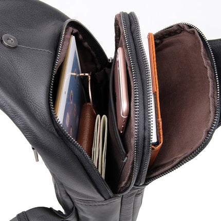 Casual Men Chest Bag First Layer Cowhide Messenger Bag