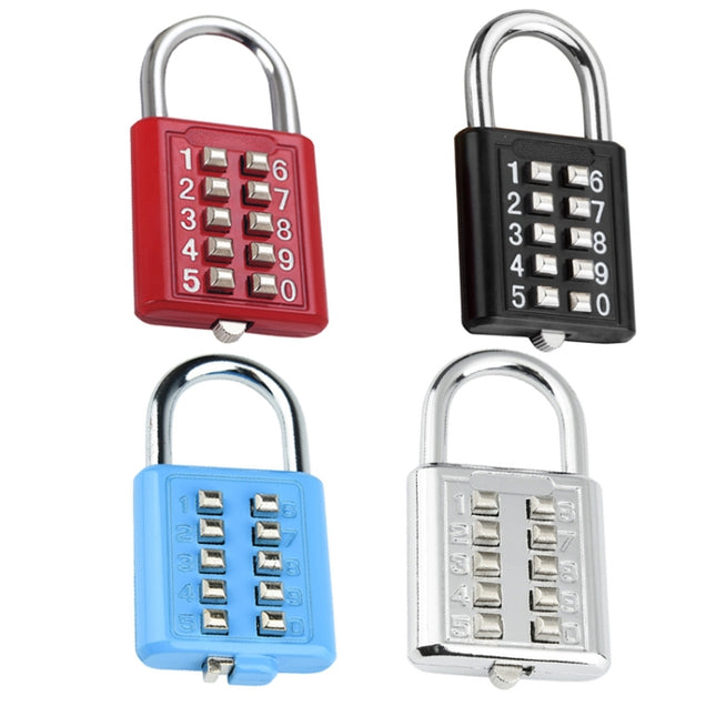 2 PCS 10-Bit Button Password Lock Cabinet Door Tool Box Button Padlock, Red, Electroplating White, Sky Blue, Black
