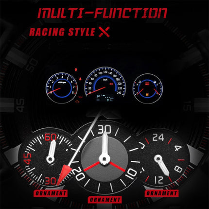 FNGEEN 5225 Multifunctional Waterproof Quartz Watch, Black Steel Black Shell Black Surface