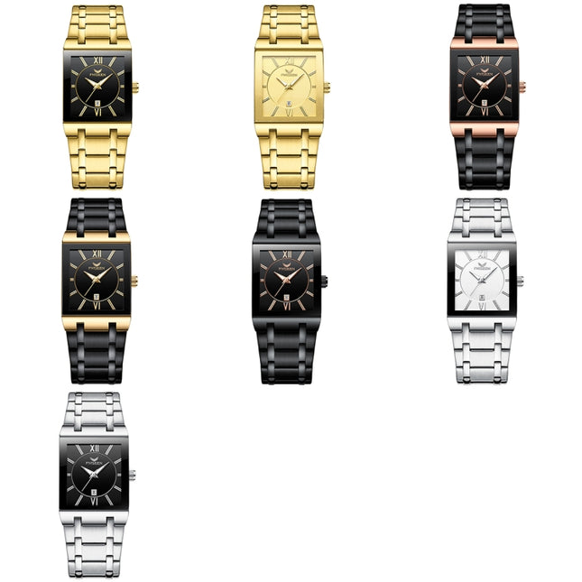 FNGEEN 3627 Waterproof Calendar Men Square Watch, Full Gold Black Surface, Full Gold Gold Surface, Black Belt Rose Shell Black Surface, Black Belt Gold Shell Black Surface, Black Belt Black Shell Black Surface, White Steel White Surface                ...