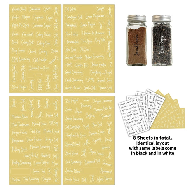 276 PCS Transparent Waterproof Spice Labels 2 Color Combination Pantry Markers