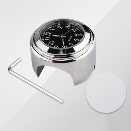 Aluminum Alloy Plating Motorcycle Handlebar Clock, Clock Silver Shell Black Background, Clock Silver Shell White Background, Clock Black Shell White Background, Clock Black Shell Black Background