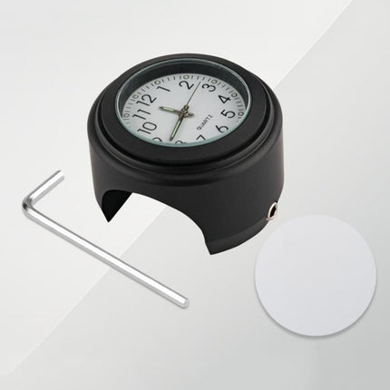 Aluminum Alloy Plating Motorcycle Handlebar Clock, Clock Silver Shell Black Background, Clock Silver Shell White Background, Clock Black Shell White Background, Clock Black Shell Black Background