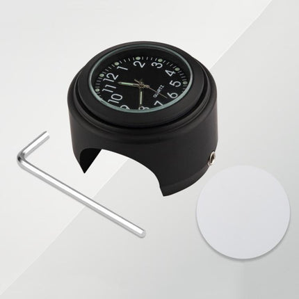 Aluminum Alloy Plating Motorcycle Handlebar Clock, Clock Silver Shell Black Background, Clock Silver Shell White Background, Clock Black Shell White Background, Clock Black Shell Black Background
