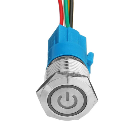 2 PCS 19mm Car Modified Metal Waterproof Button Flat Switch With Light, Color:, Reset  Blue Light, Reset Red Light, Reset Green Light, Self-lock Blue Light, Self-lock Red Light, Self-lock Green Light