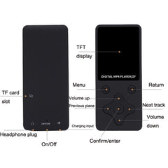 T68 Card Lossless Sound Quality Ultra-thin HD Video MP4 Player, Cross Key