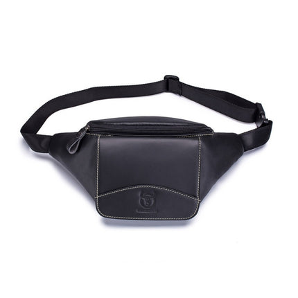 BULL CAPTAIN Cowhide Waist Bag Large Capacity Multifunctional Wallet For Men, Black, Yellow Brown
