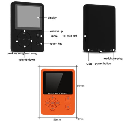 T69 Card Lyrics Synchronization Lossless Sound Quality MP4 Player, Style:, Cross Button, Round Button