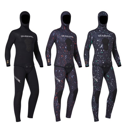 DIVE&SAIL 5mm Split Thick And Keep Warm Long Sleeves Hooded Diving Suit, 5mm XL Black, 5mm XXL Green, 5mm XL Orange, 5mm XXL Black, 5mm XXXL Green, 5mm XXL Orange, 5mm XXXL Black, 5mm M Green, 5mm XXXL Orange, 5mm M Black, 5mm M Orange, 5mm L Green    ...