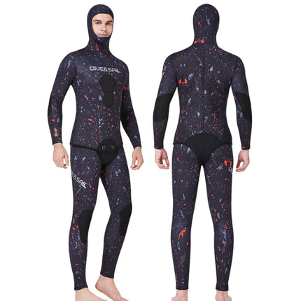 DIVE&SAIL 5mm Split Thick And Keep Warm Long Sleeves Hooded Diving Suit, 5mm M Green, 5mm XXXL Orange, 5mm M Black, 5mm M Orange, 5mm L Green, 5mm L Black, 5mm L Orange, 5mm XL Green, 5mm XL Black, 5mm XXL Green, 5mm XL Orange, 5mm XXL Black           ...