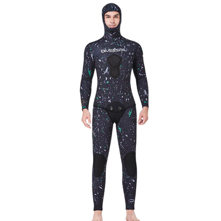 DIVE&SAIL 5mm Split Thick And Keep Warm Long Sleeves Hooded Diving Suit, 5mm L Green, 5mm L Black, 5mm L Orange, 5mm XL Green, 5mm XL Black, 5mm XXL Green, 5mm XL Orange, 5mm XXL Black, 5mm XXXL Green, 5mm XXL Orange, 5mm XXXL Black, 5mm M Green       ...