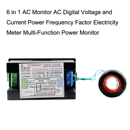 6 in 1 Multifunctional AC Voltage and Current Digital Display Instrument, D69-2058