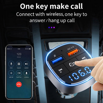 QC3.0 Fast Charge Car Bluetooth MP3 Player Car FM Transmitter, QC3.0 Fast Charge