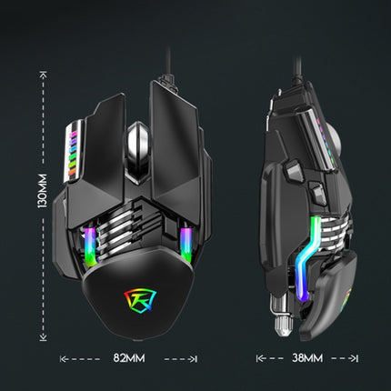 Taijia P3 6 Keys RGB Lighting Adjustable Wired Mouse, Black, White