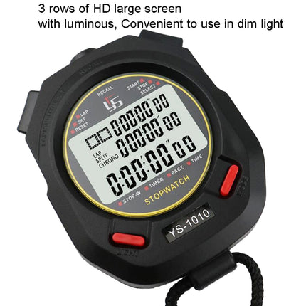 YS 3 Rows Display Luminous Stopwatch Timer Training Referee Stopwatch, Style:, YS-1010 10 Memories, YS-1030 30 Memories, YS-1060 60 Memories, YS-1100 100 Memories