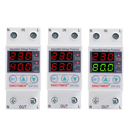 SINOTIMER SVP-916 Adjustable Self-resetting Over-voltage Under-voltage Protector, Current:, 40A, 63A, 80A