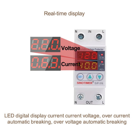 SINOTIMER SVP-916 Adjustable Self-resetting Over-voltage Under-voltage Protector, Current:, 40A, 63A, 80A