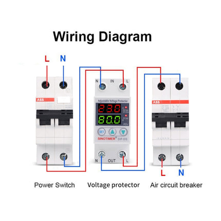SINOTIMER SVP-916 Adjustable Self-resetting Over-voltage Under-voltage Protector, Current:, 40A, 63A, 80A