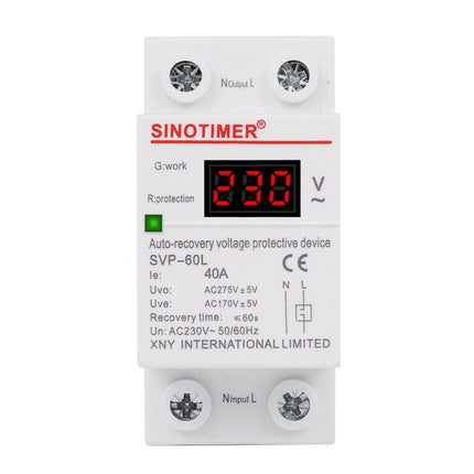 SINOTIMER 220V LED Digital Display Delay Automatic Reset Under-voltage Protector, SVP-60L
