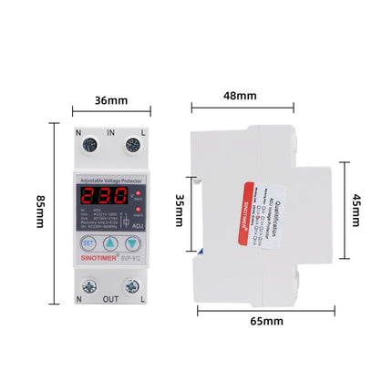 SINOTIMER SVP-912 Adjustable Self-resetting Intelligent Under-voltage Protector, Current:, 40A, 63A, 80A