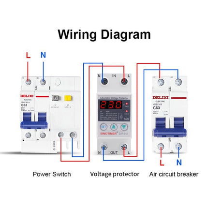 SINOTIMER SVP-912 Adjustable Self-resetting Intelligent Under-voltage Protector, Current:, 40A, 63A, 80A