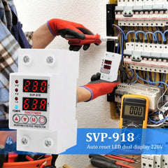 SINOTIMER SVP-918 Protector inteligente de bajo voltaje con reinicio automático ajustable, corriente: 40 A, 63 A