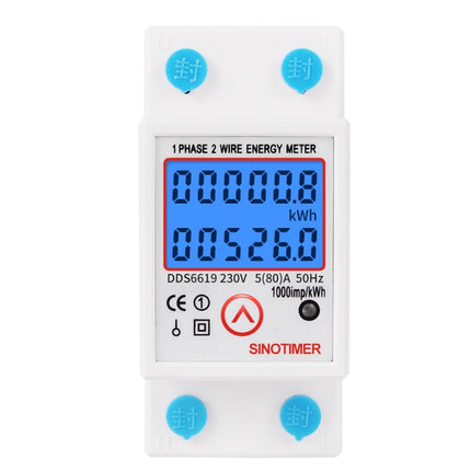 SINOTIMER DDS6619-526L-2 Can Reset Zero Backlight Display Single-phase Rail Electric Energy Meter, DDS6619-526L-2
