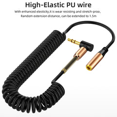 3.5mm Male To Female Spring AUX Extension Cable Speaker Audio Cable, Cable Length: 1.5m