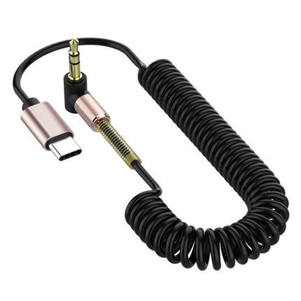Type-C/USB-C To 3.5mm Male Elbow Spring Car Audio Adapter Cable, Cable Length: 1.5m