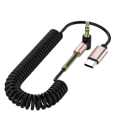 Type-C/USB-C To 3.5mm Male Elbow Spring Car Audio Adapter Cable, Cable Length: 1.5m