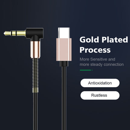 Type-C/USB-C To 3.5mm Male Elbow Spring Car Audio Adapter Cable, Cable Length: 1.5m