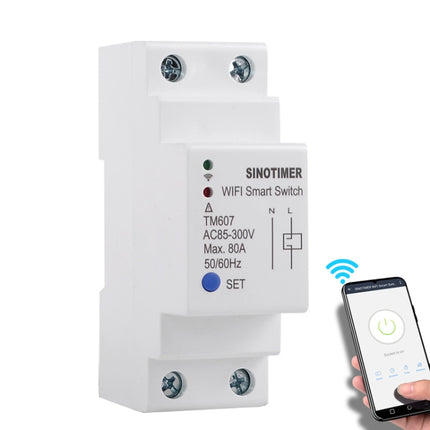 SINOTIMER TM607 Intelligent Wifi Timer Mobile App Home Rail Remote Control Time Switch 80A 85-300V, TM607