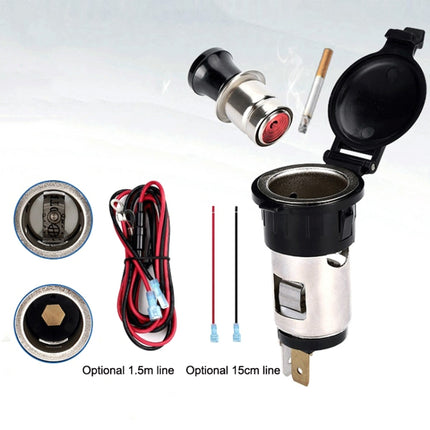 Car Modified Cigarette Lighter Waterproof Vehicle Charging Power Socket No Cigarette Type (with 1.5cm Line), Cigarette Type (with 1.5m Line), Cigarette Type (with 15cm Line), No Cigarette Type (with 1.5m Line), No Cigarette Type (with 15cm Line)