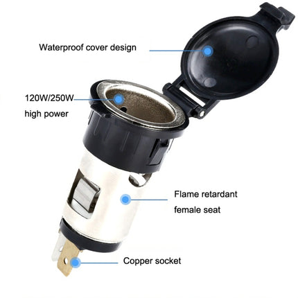 Car Modified Cigarette Lighter Waterproof Vehicle Charging Power Socket No Cigarette Type (with 1.5cm Line), Cigarette Type (with 1.5m Line), Cigarette Type (with 15cm Line), No Cigarette Type (with 1.5m Line), No Cigarette Type (with 15cm Line)