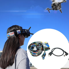 Flight Video Glasses Graffiti Color Headband Fixed Strap For DJI FPV Goggles V2, Strap, Strap + Power Line, Strap + Power Line + Pad