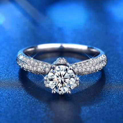 XJZ012 925 Sterling Silver Moissanite Ring Crown Ring Engagement Jewelry, 5, 6, 7, 8