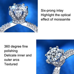 XJZ012 925 Sterling Silver Moissanite Ring Crown Ring Engagement Jewelry