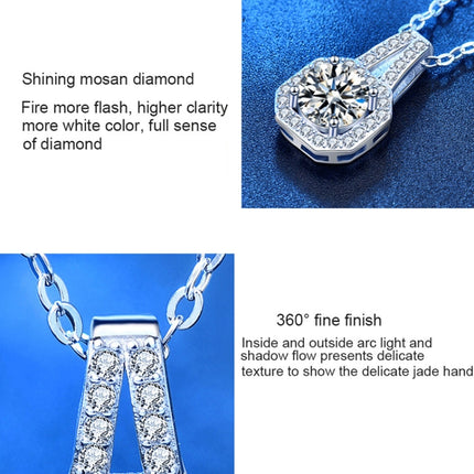 XMZ018 925 Silver Moissanite Diamond Necklace Square Diamond Neck Chain, Specification: