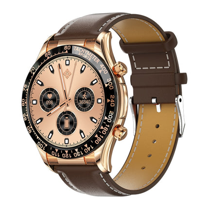 LOANIY E18 Pro Smart Bluetooth Calling Watch with NFC Function, Gold Silicone, Black Leather, Gold Leather, Black Silver Steel, Green Silver Steel
