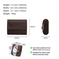 CONTACTS FAMILY Vintage Crazy Horse Leather Outdoor Travel Watch Case