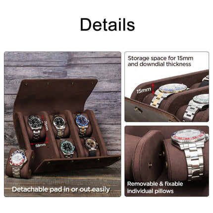 CONTACTS FAMILY Vintage Crazy Horse Leather Outdoor Travel Watch Case
