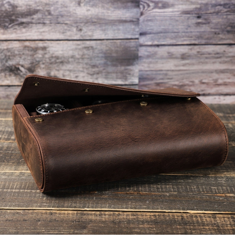 CONTACTS FAMILY Vintage Crazy Horse Leather Outdoor Travel Watch Case