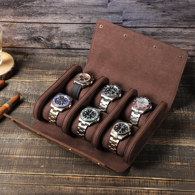 CONTACTS FAMILY Vintage Crazy Horse Leather Outdoor Travel Watch Case